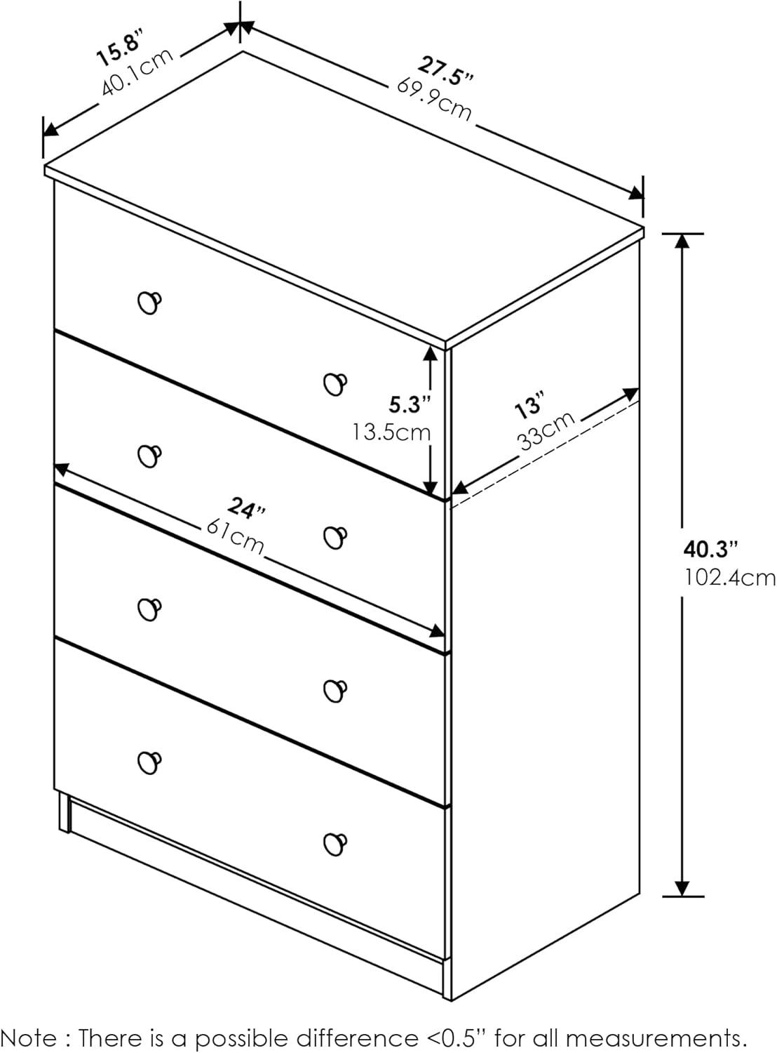 Furinno Tidur Simple Design 4-Drawer Dresser, Americano