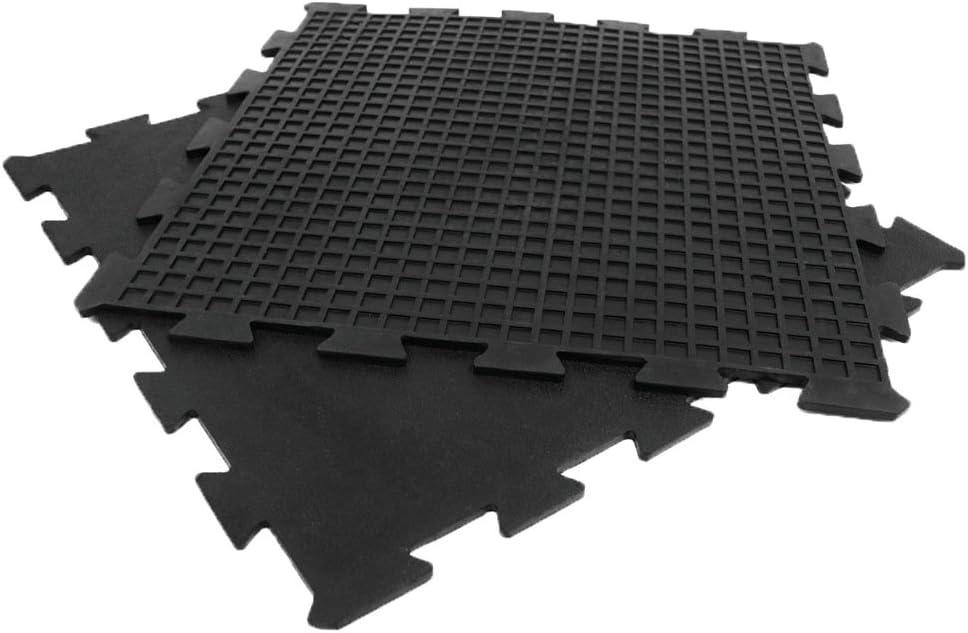 Black Interlocking Rubber Gym Tiles, 24 x 24 Inches, 4-Pack