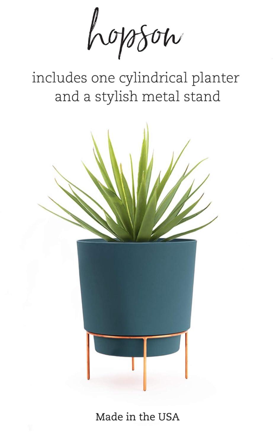 Bloem Hopson 12 in. H X 10 in. D Metal/Plastic Planter with Stand Casper White