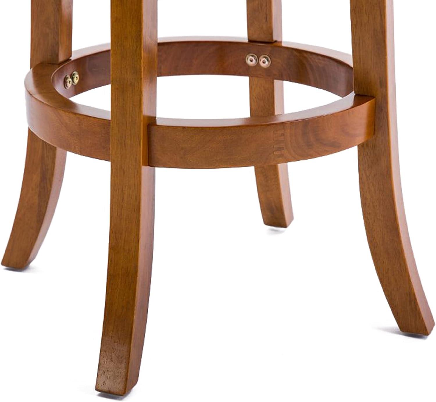 Palmetto 24" Fruitwood Swivel Counter Stool with Leather Cushion