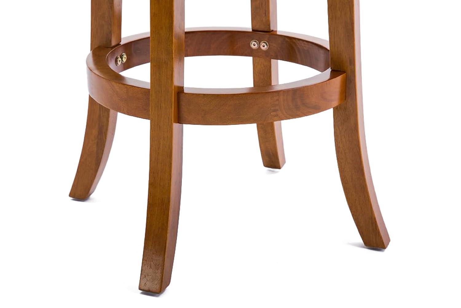24" Palmetto Swivel Hardwood Counter Height Barstool Fruitwood - Boraam: Upholstered, Curved Back