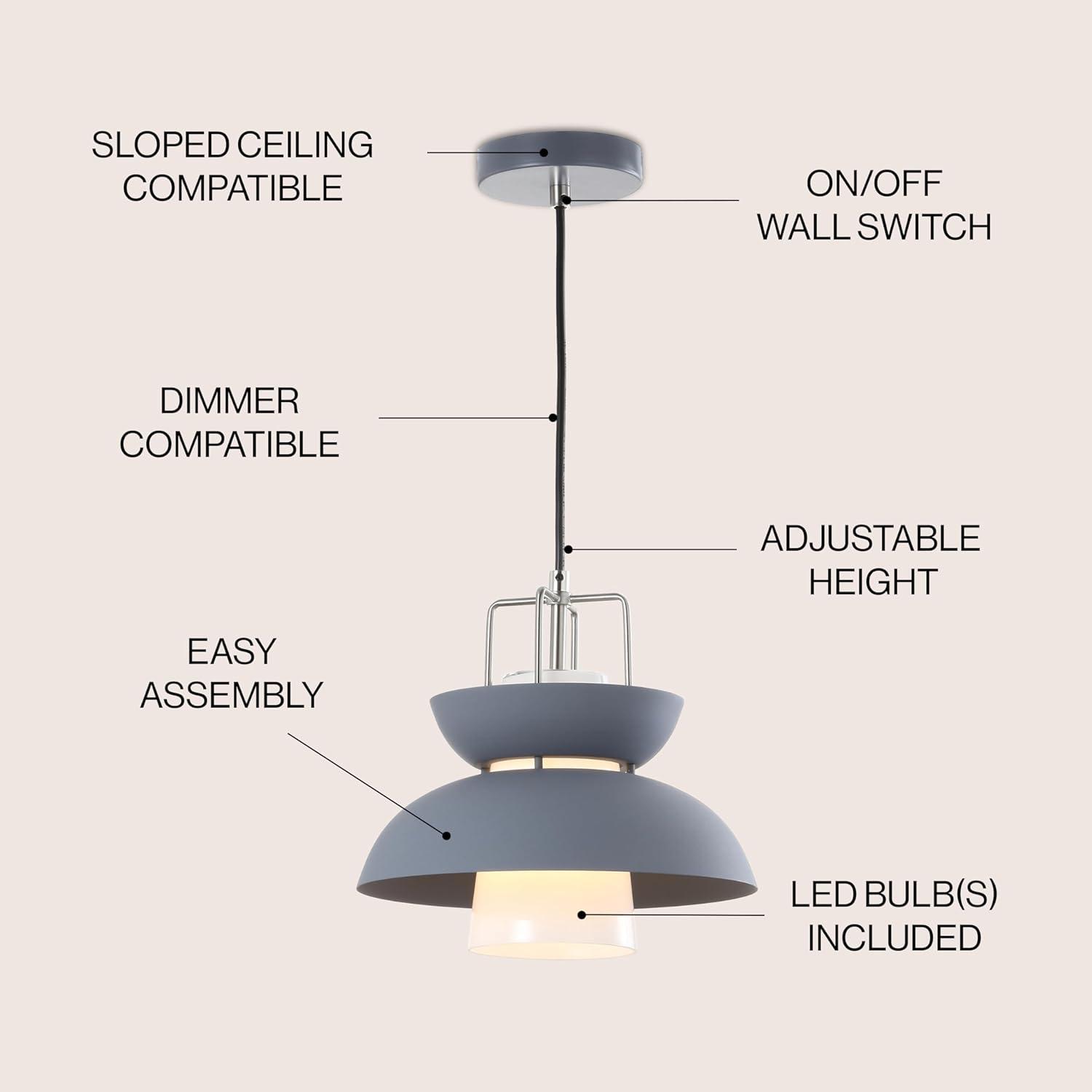 Paul 11" Farmhouse Metal LED Pendant, Gray