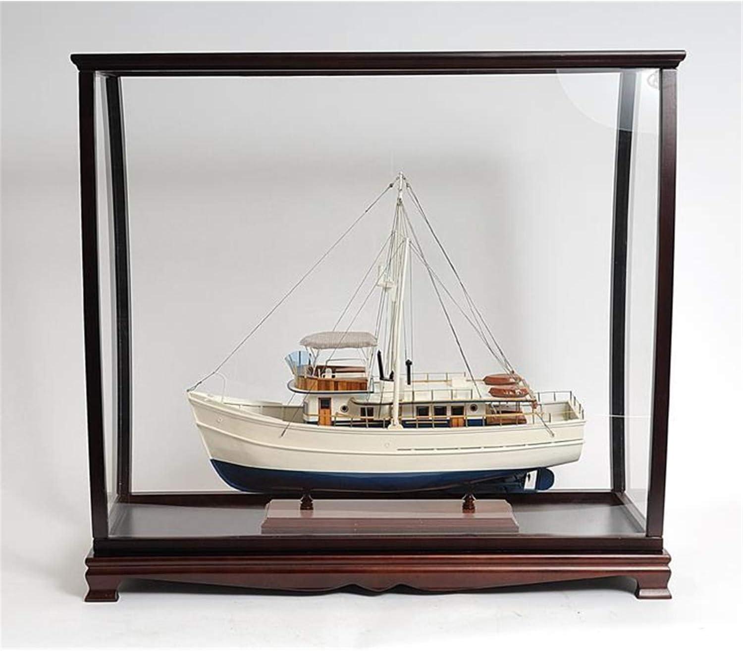 Mahogany and Plexiglass Medium Tall Ship Display Case