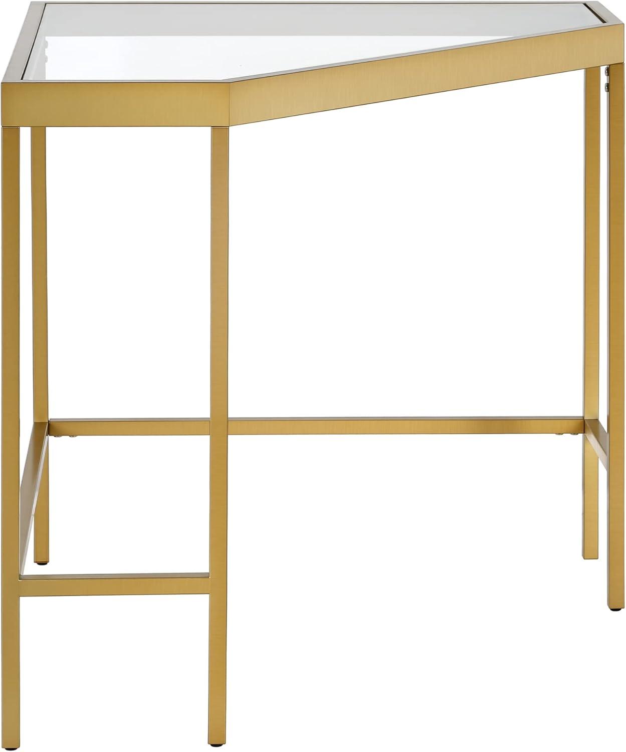 Henn&Hart 42" Brass Finish Metal/Glass Home Office