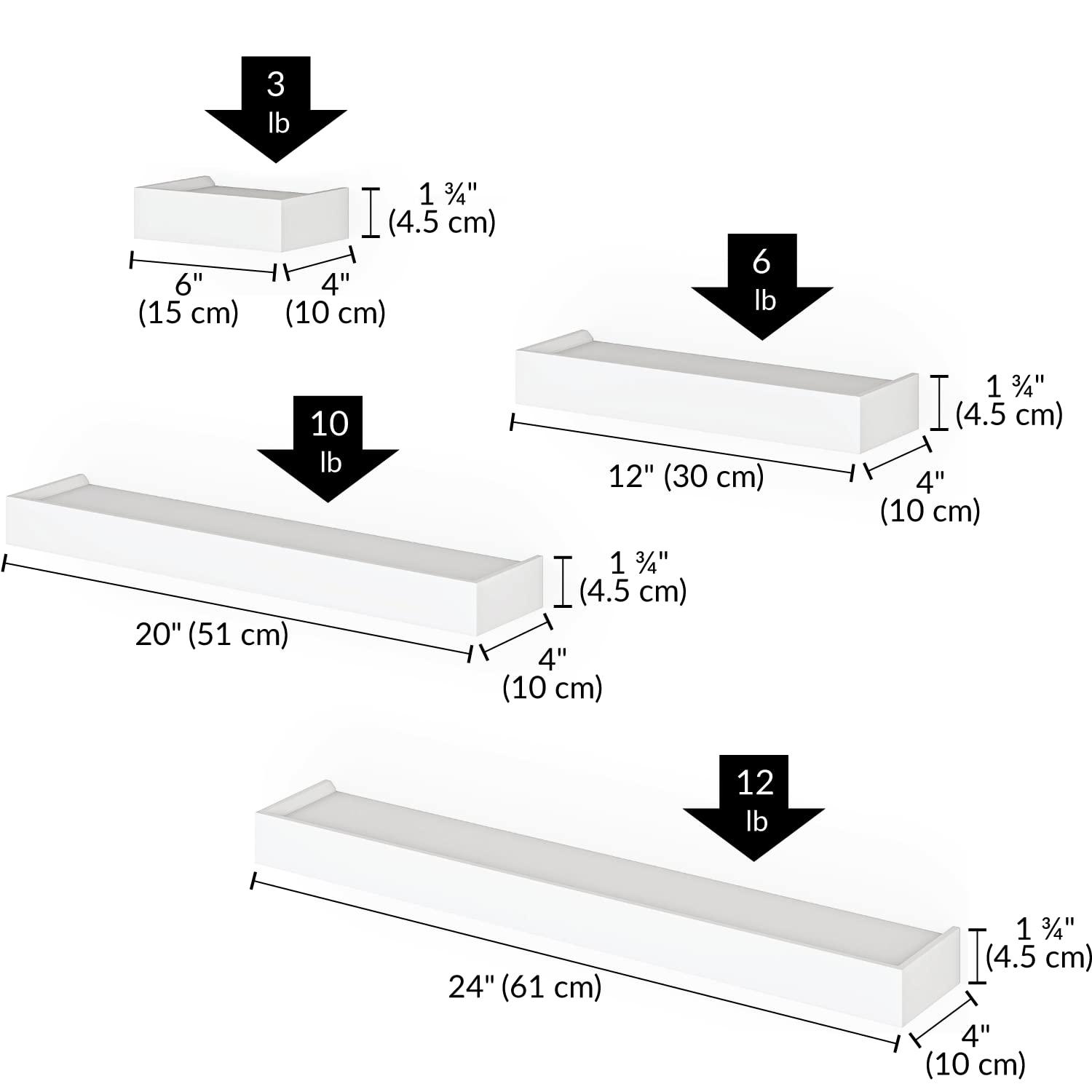 Ballucci Array 4 Piece Floating Wall Shelves Set