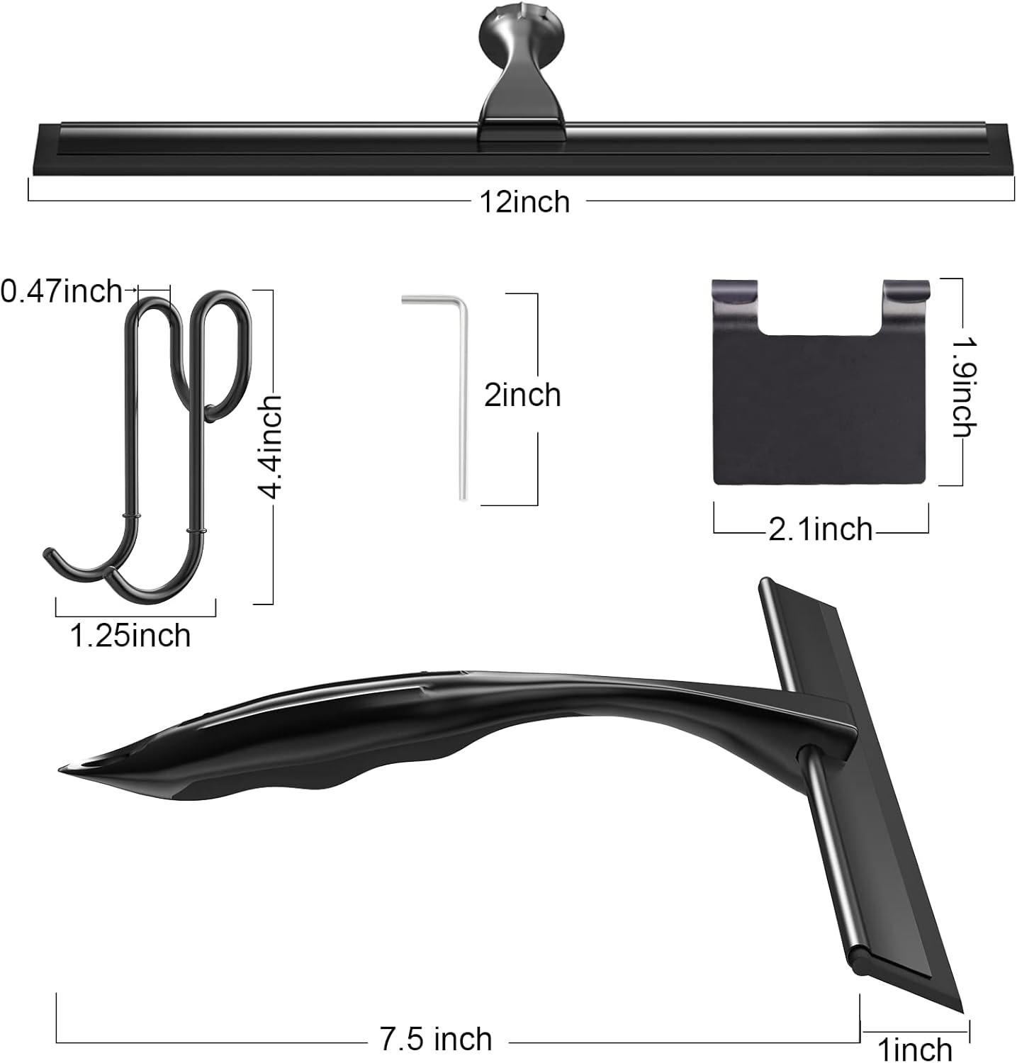 14'' Shower Squeegee, TOOVEM Squeegee for Shower Glass Door for Glass Doors, Windows, Bathroom, Car Windshield, Black