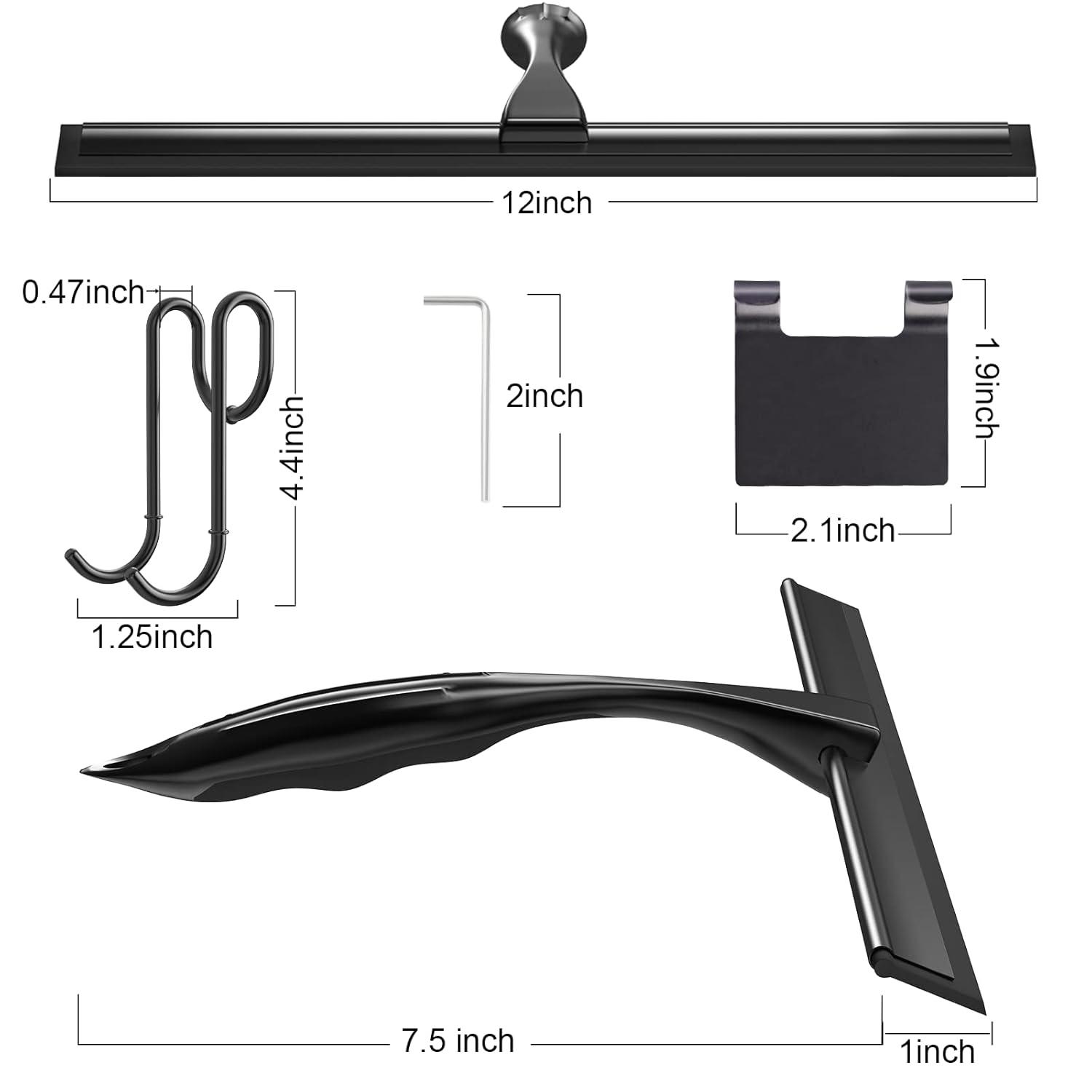 14'' Shower Squeegee, TOOVEM Squeegee for Shower Glass Door for Glass Doors, Windows, Bathroom, Car Windshield, Black