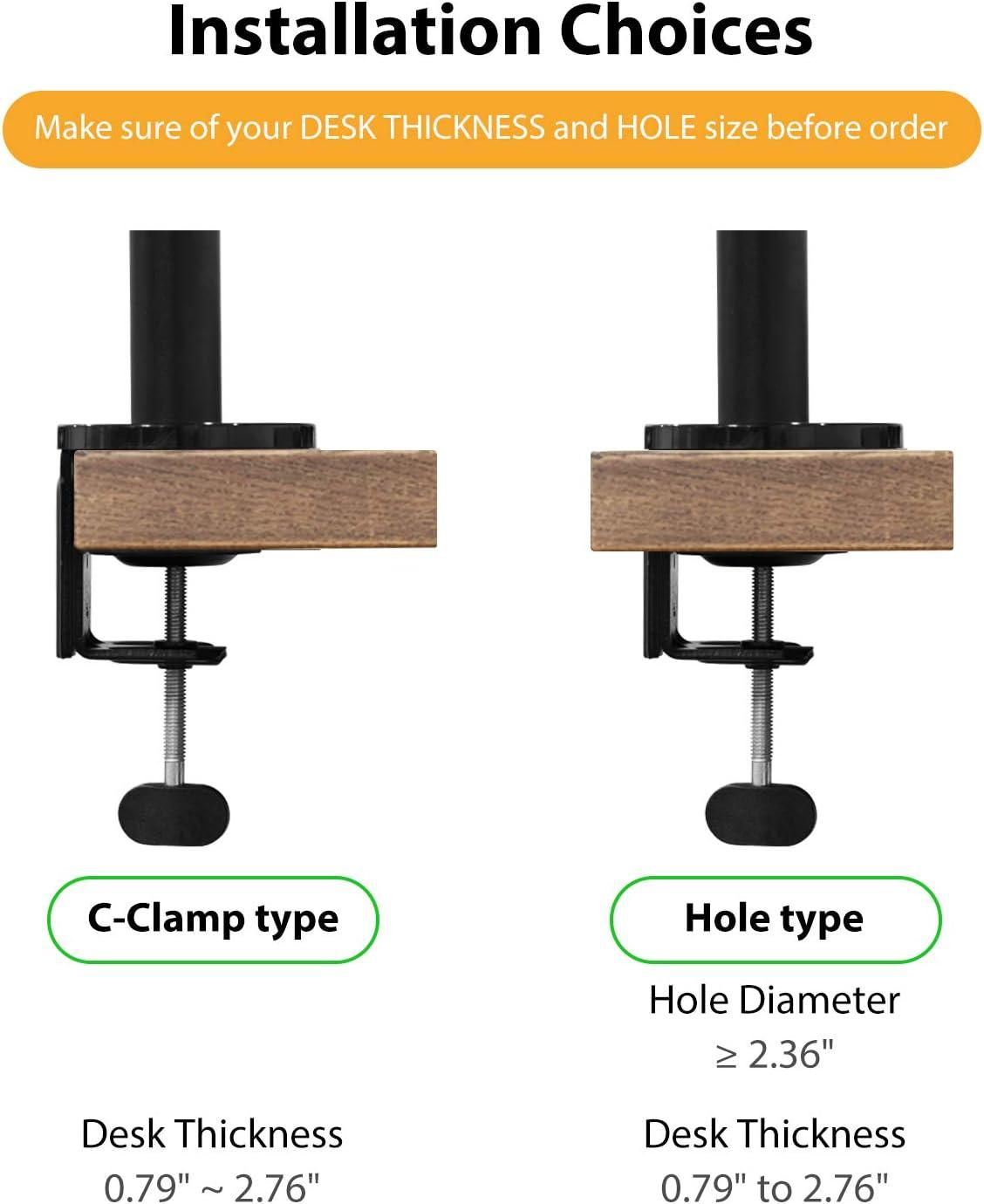 Viozon Monitor/Laptop Mount, Single Gas Spring Arm Desk Stand/Holder for 17-32" Computer Monitor, Extra Laptop Tray Fits 12-17" Laptops/Notebook(1S-Prob)