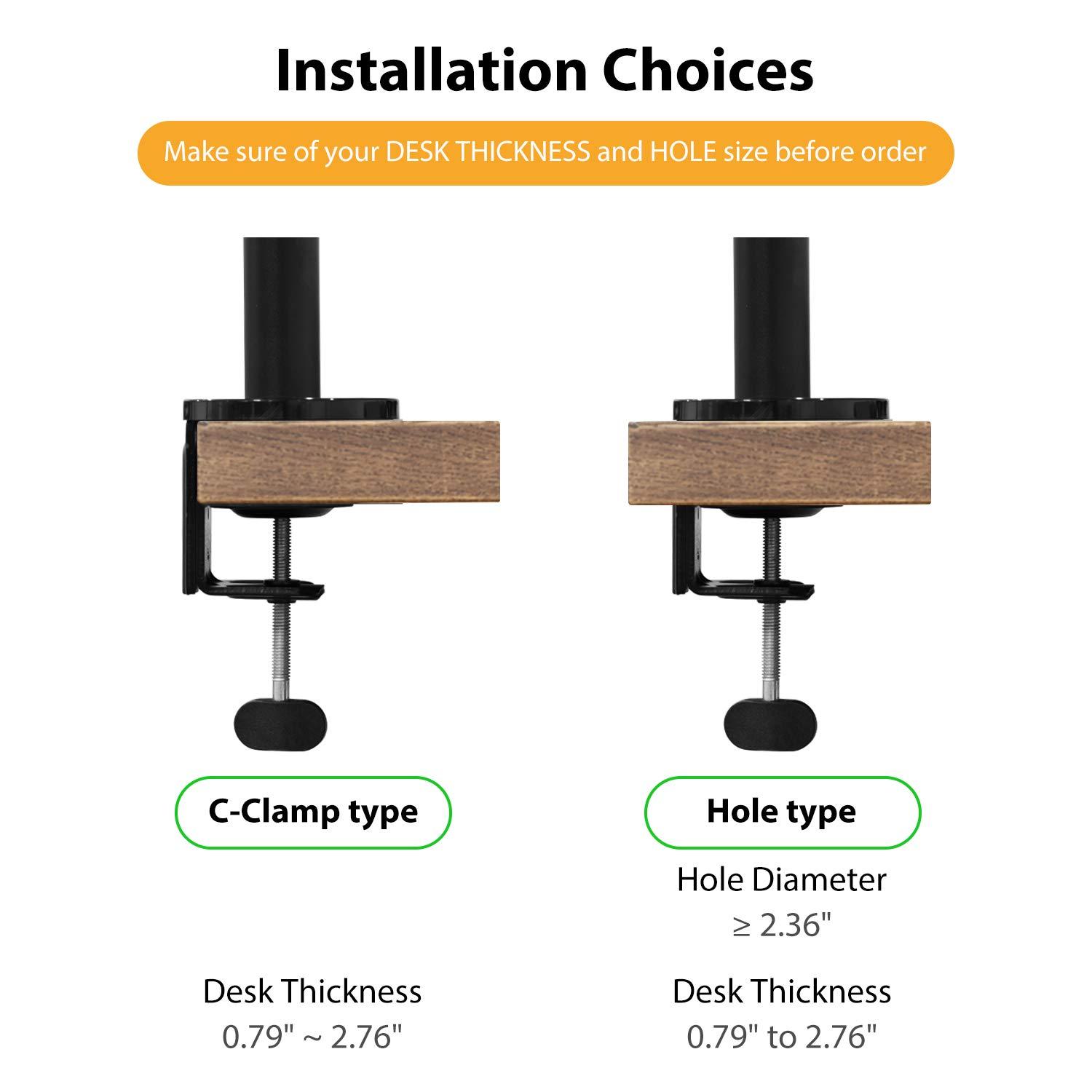 Viozon Monitor/Laptop Mount, Single Gas Spring Arm Desk Stand/Holder for 17-32" Computer Monitor, Extra Laptop Tray Fits 12-17" Laptops/Notebook(1S-Prob)