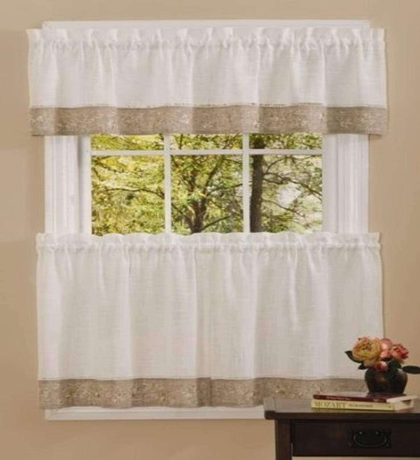 Achim Oakwood Polyester Light Filtering Curtain Valance, Natural, 58" x 14"