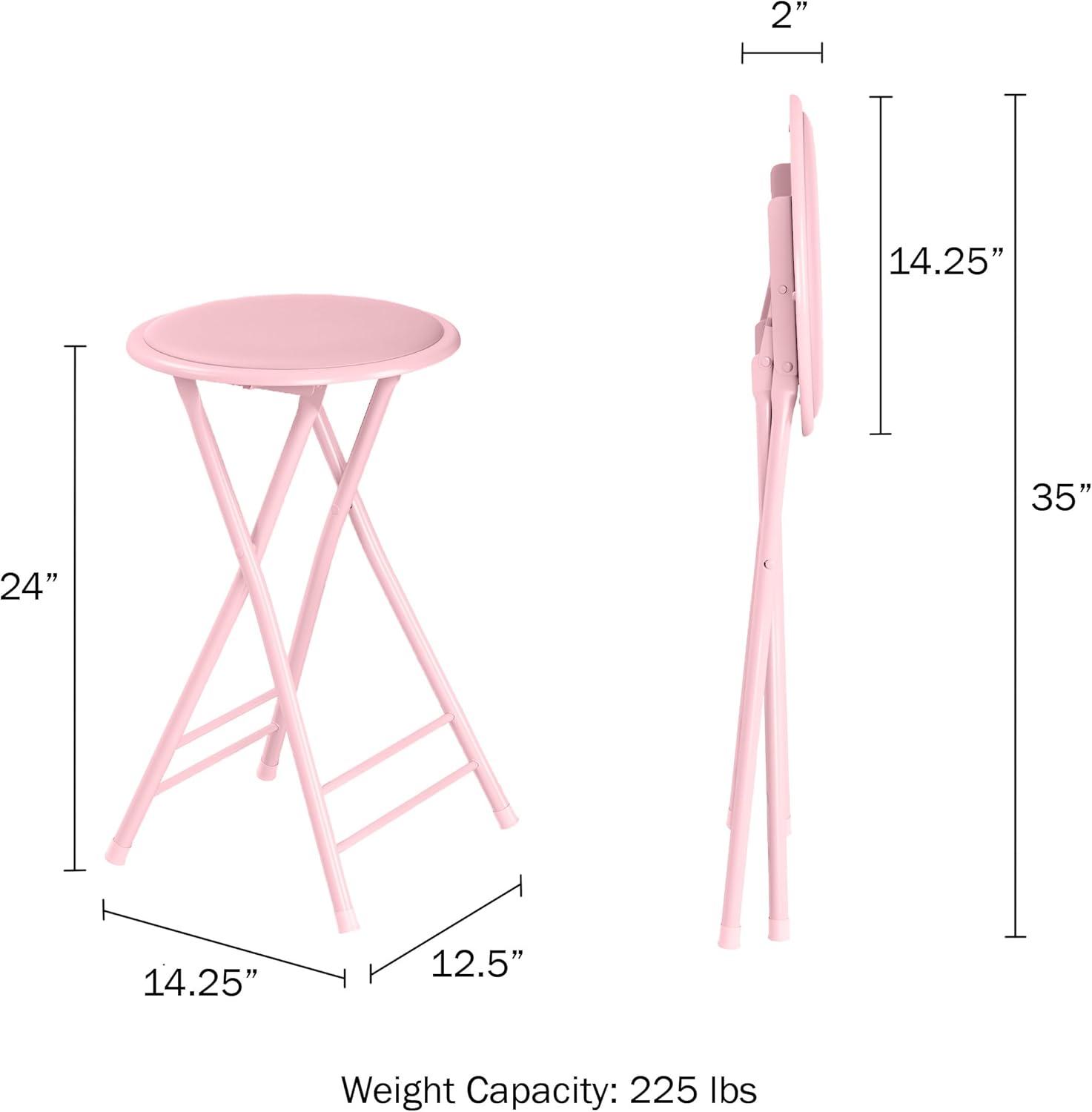 Trademark Home Backless 24-inch Folding Stool with 225lb Capacity (Pink)