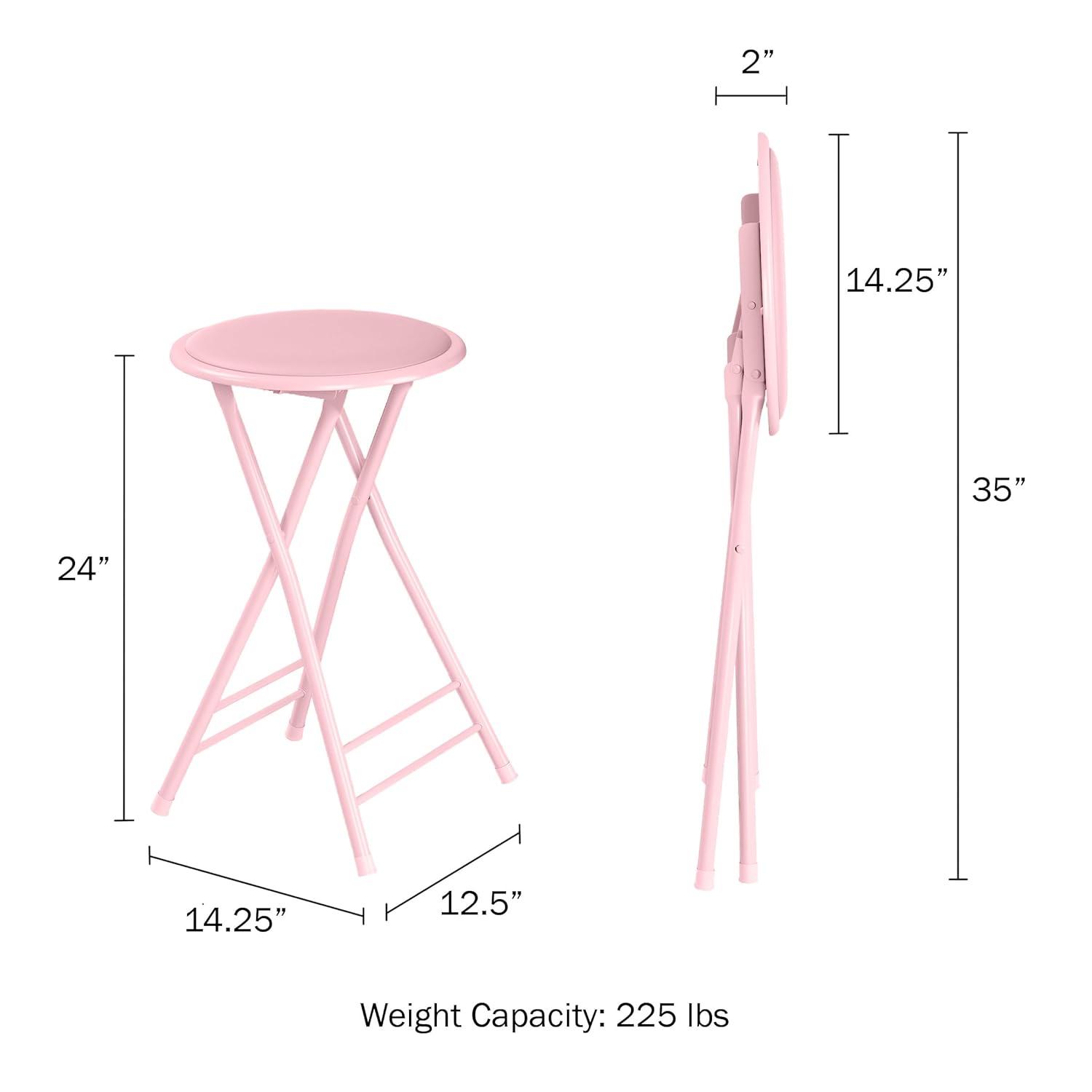 Trademark Global  24 x 14.5 in. Home Collection Cushioned Folding Stool - Pink