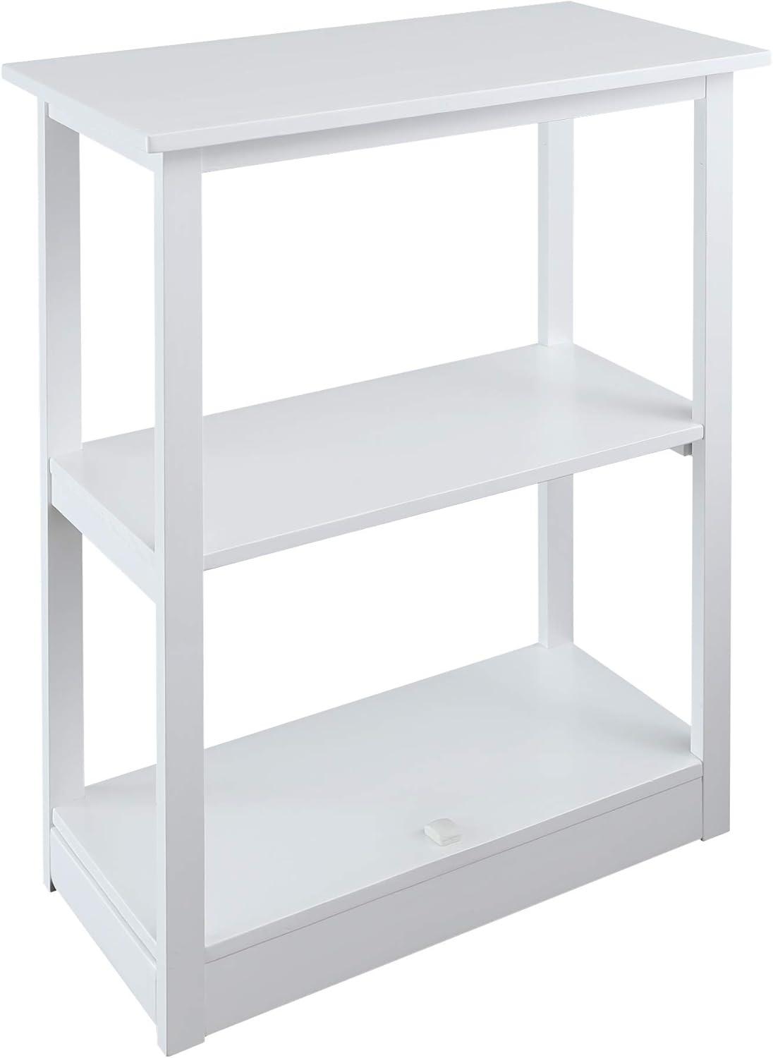 Casual Home  Adams 3-Shelf Bookcase with Concealed Sliding Track, Concealment Furniture - White