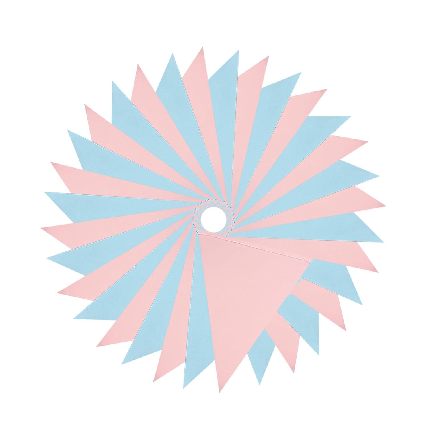 Mefuny 30 Feet Gender Reveal Pennant Banner 48PCS Light Blue and Pink Paper Triangle Flags Hanging Decor for Baby Shower Boy or Girl Gender Reveal Party Backdrop Birthday Party Nursery Decorations