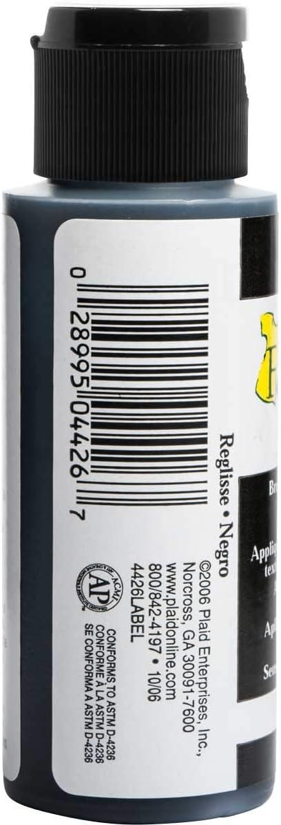 FolkArt 4426 Fabric Brush On Acrylic Paint, 2 oz, Licorice