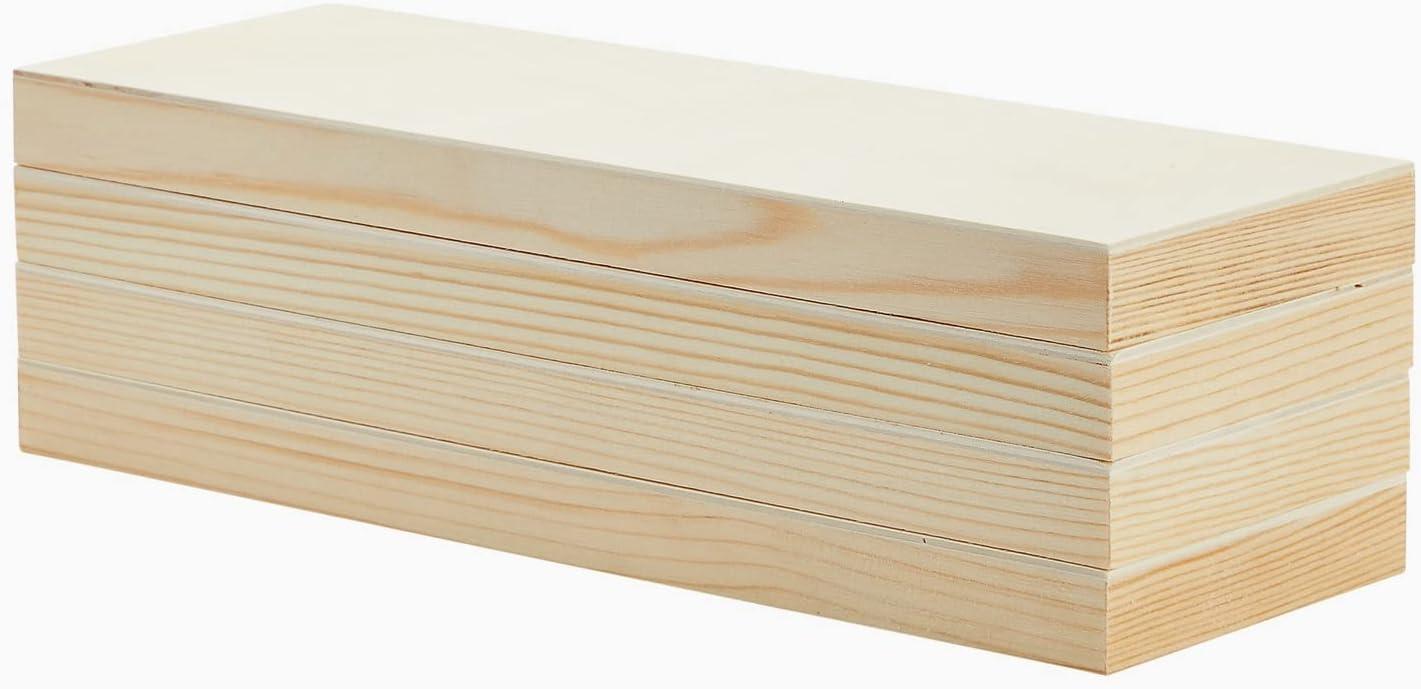 Natural Pinewood Unfinished Craft Wood Canvas Boards, 4 x 12 in, 6 Pack