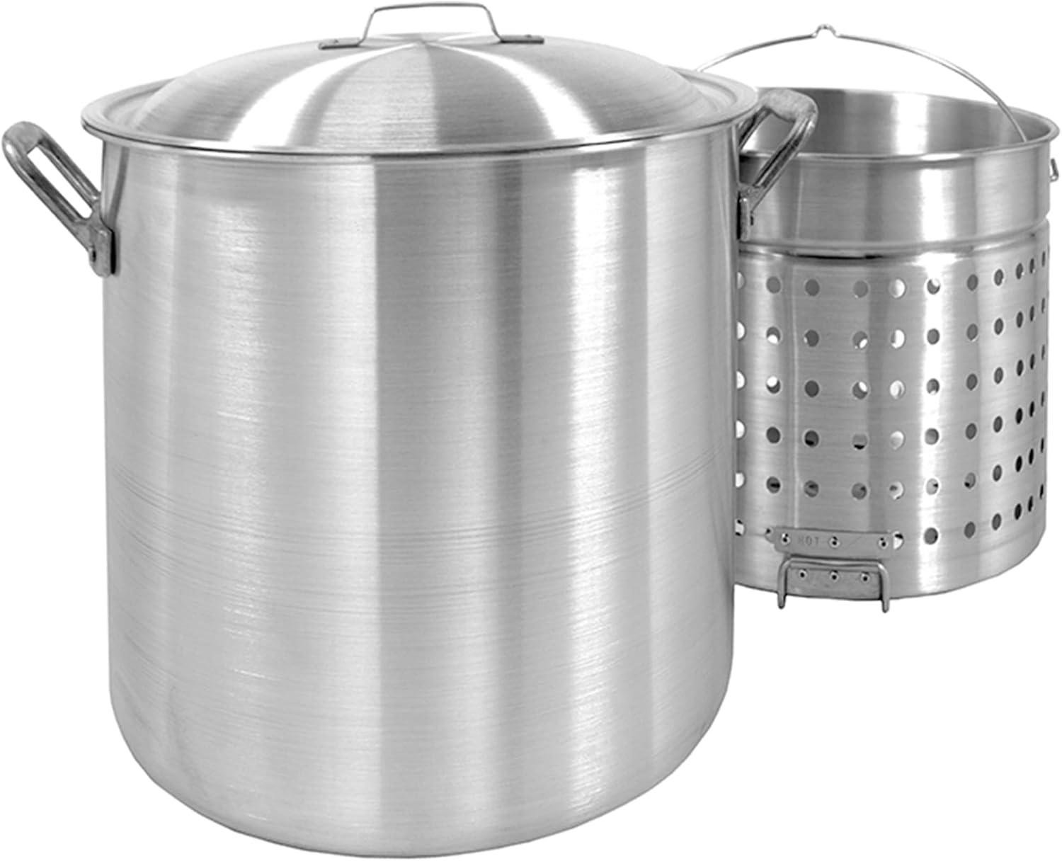 Bayou Classic 100 Quart Silver Aluminum Grill Stockpot with Basket