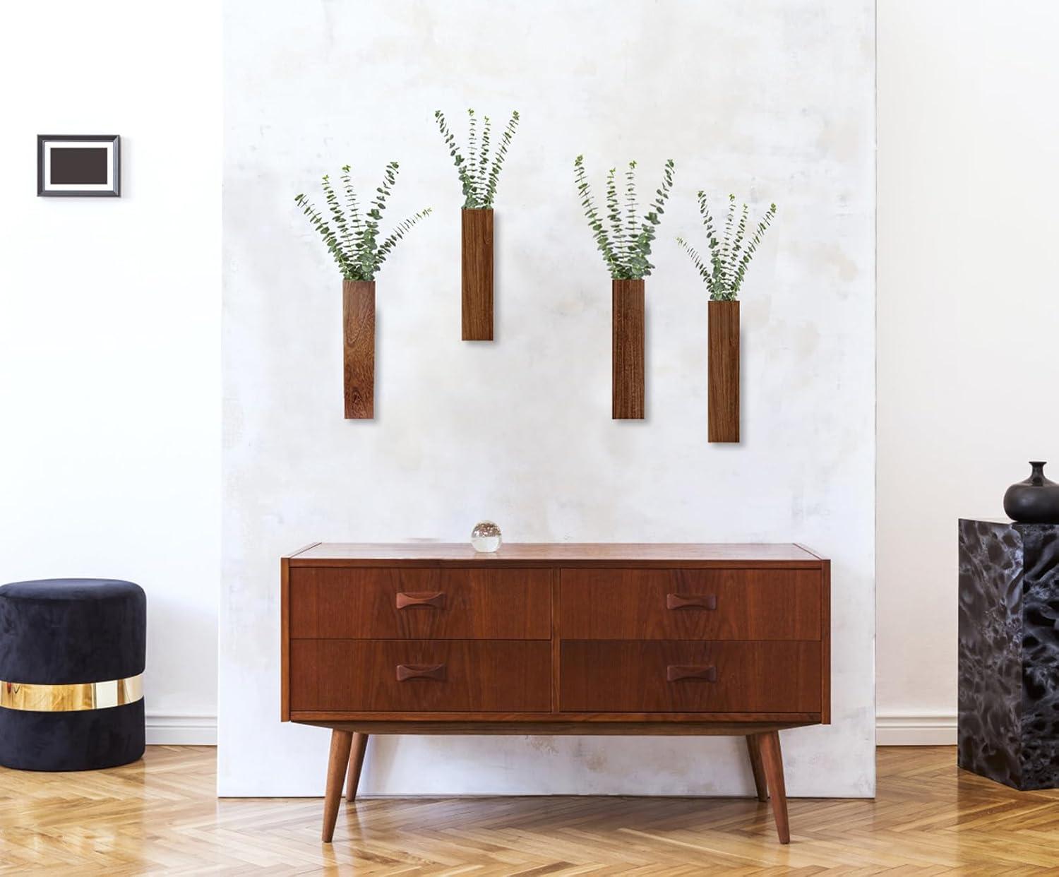 Wall Planters for Indoor Plants Modern Farmhouse Wooden Pocket Wall Vases for Dried Flowers and Faux Plants 4 Pack