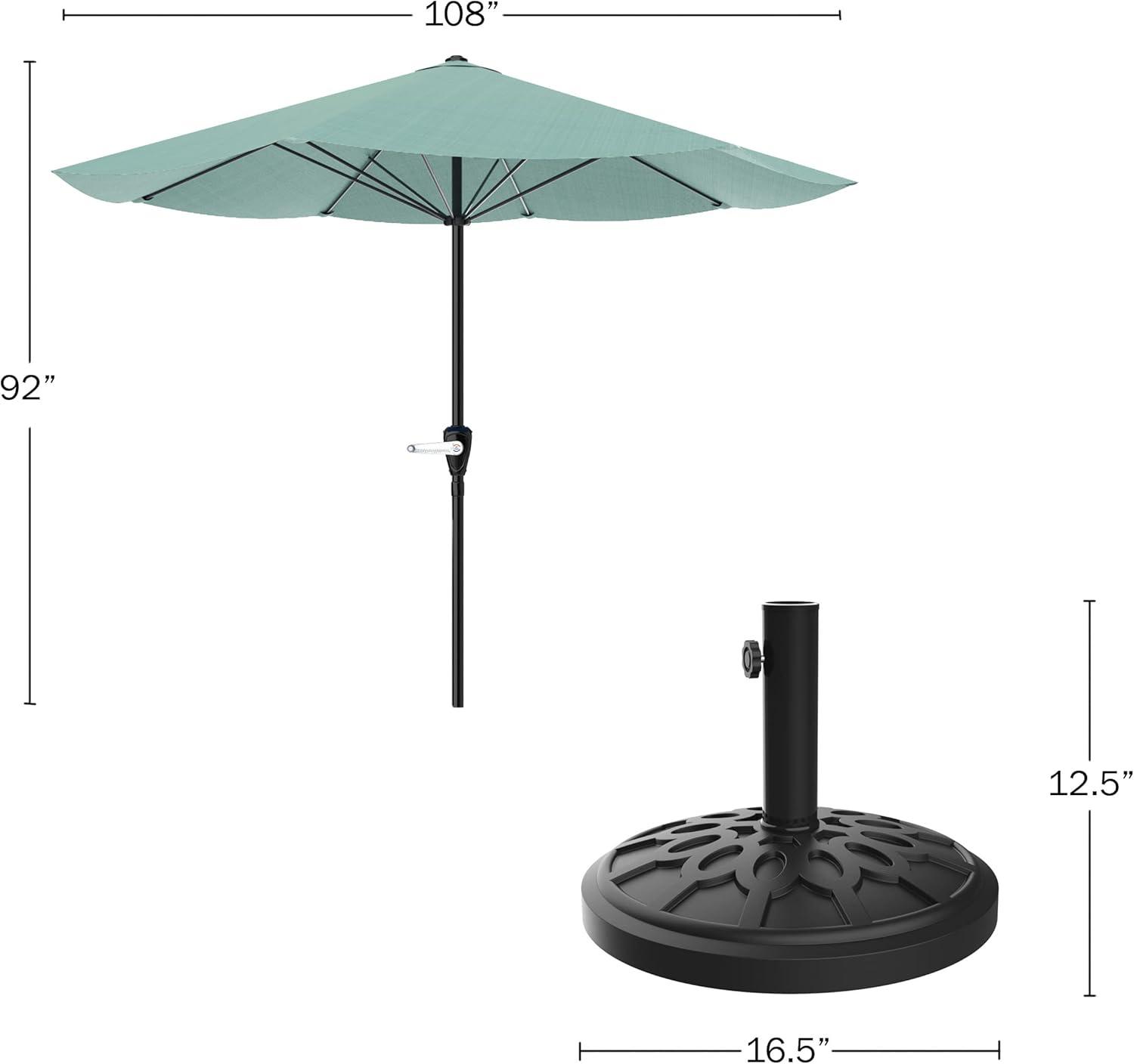 Pure Garden 9-ft Steel Green No-tilt Market Patio Umbrella with Base