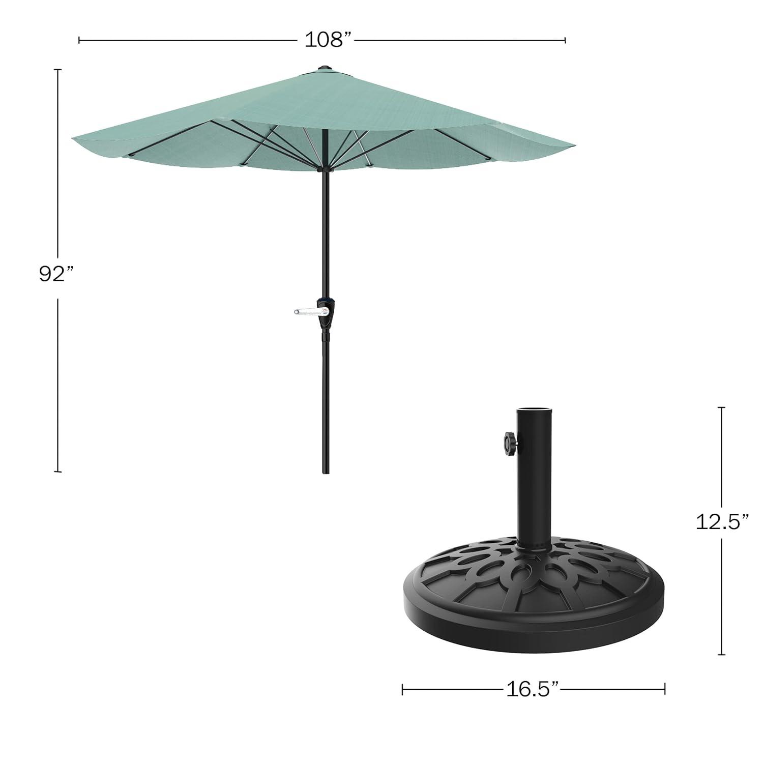 Pure Garden 9-ft Steel Green No-tilt Market Patio Umbrella with Base