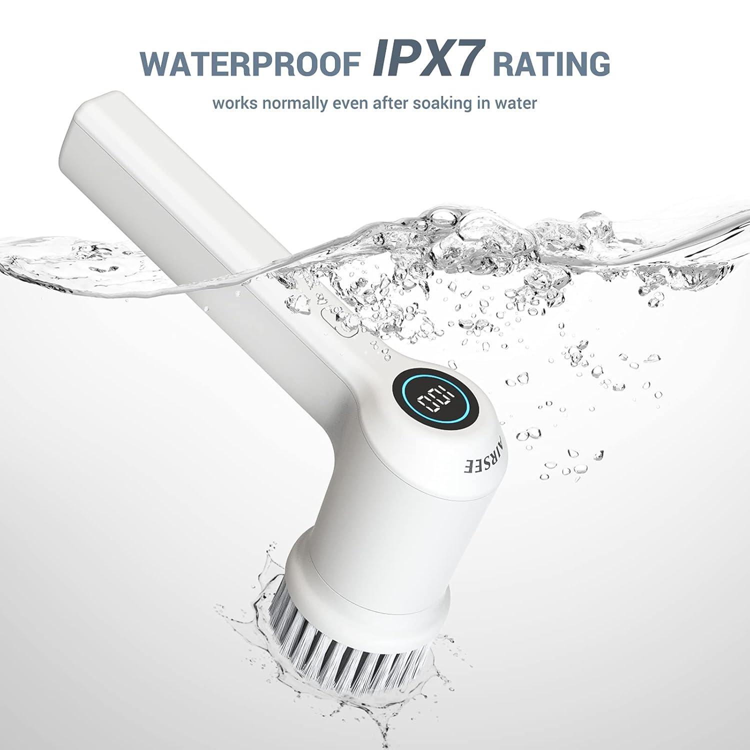 AIRSEE Cordless Electric Spin Scrubber, Handheld Power Shower Cleaner Brush, 2 speeds, 6 Replaceable Brush Heads for Cleaning Floor, Window, Bathroom, Kitchen, for Elderly & Busy Family