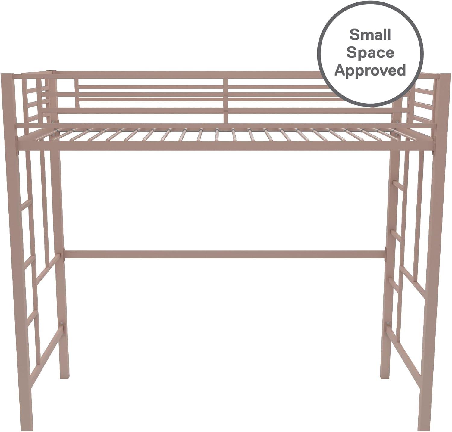 Your Zone Brittain Twin Metal Loft Bed, Pink