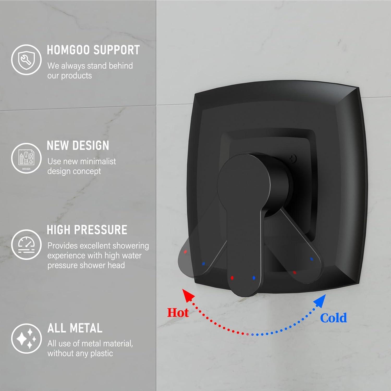 HOMGOO Complete Shower System with Rough-in Valve HG-6209PB