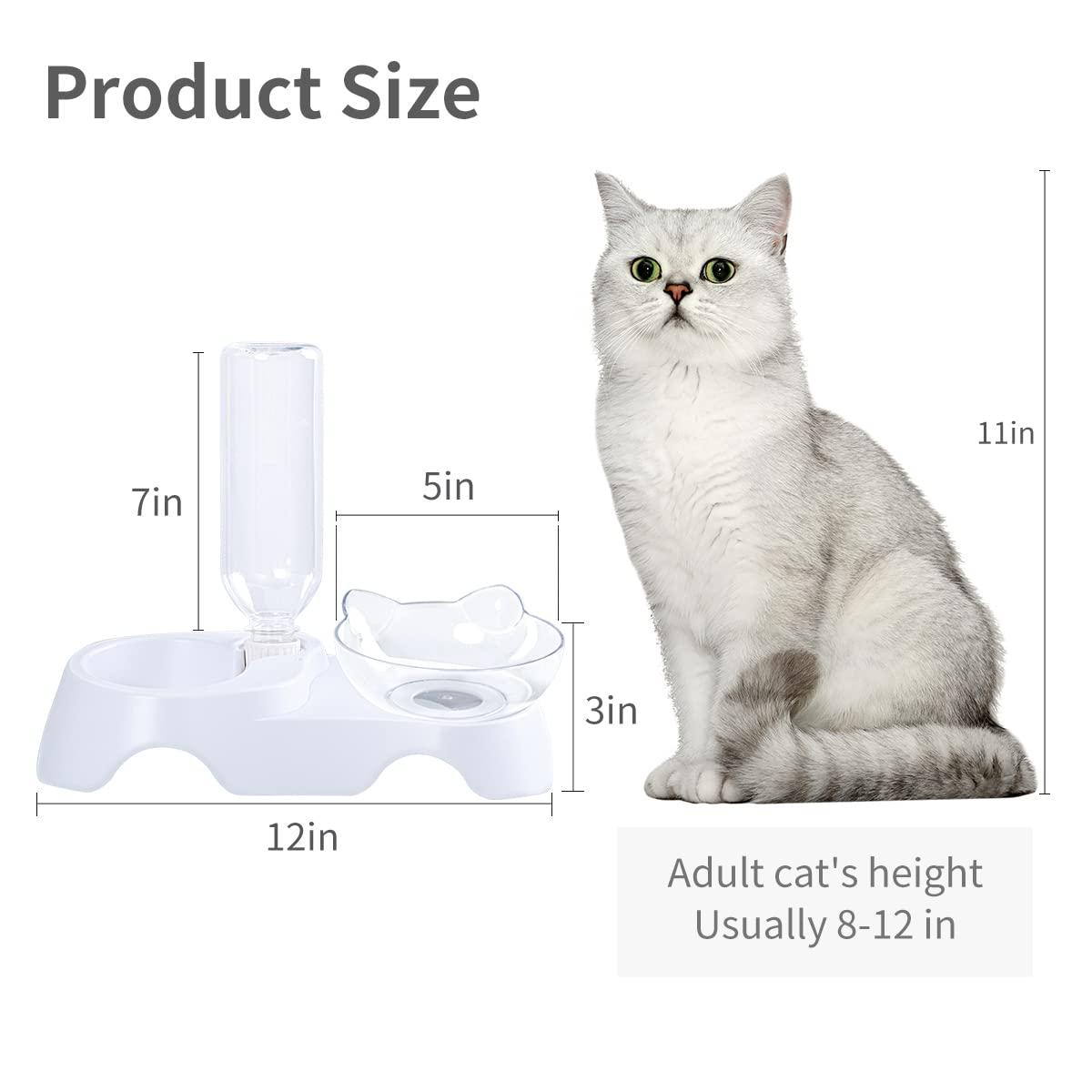 MILIFUN Double Dog Cat YYF14 Bowls - Pets Water and Food Bowl Set, 15°Tilted Water and Food Bowl Set with Automatic Waterer Bottle for Small or Medium Size Dogs Cats