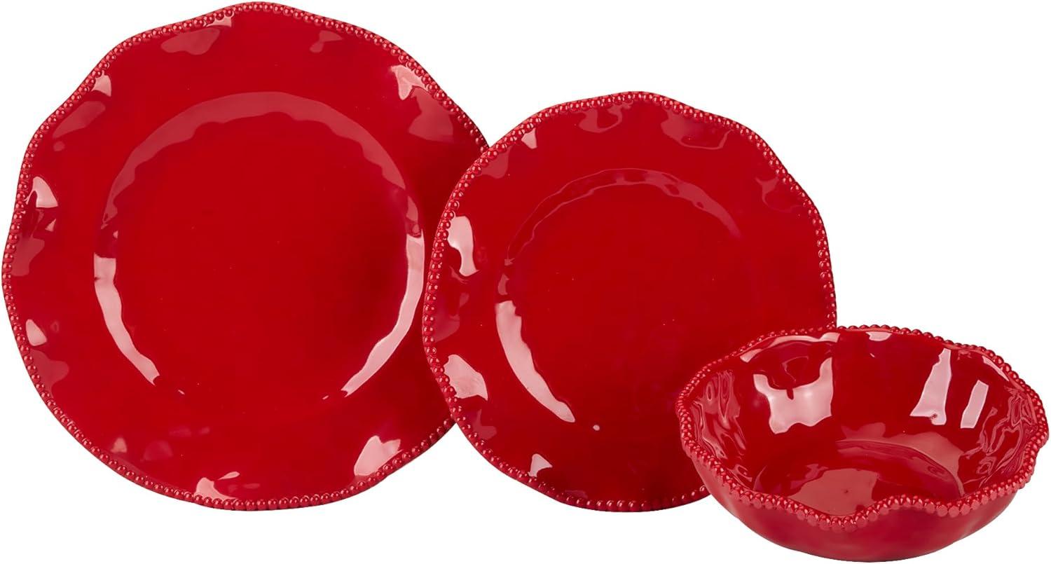 Certified International 12pc Perlette Melamine Dinnerware Set Red