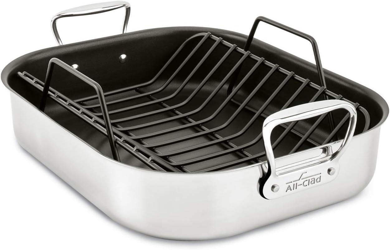 Large Stainless Steel Nonstick Roasting Pan with Rack and Handles