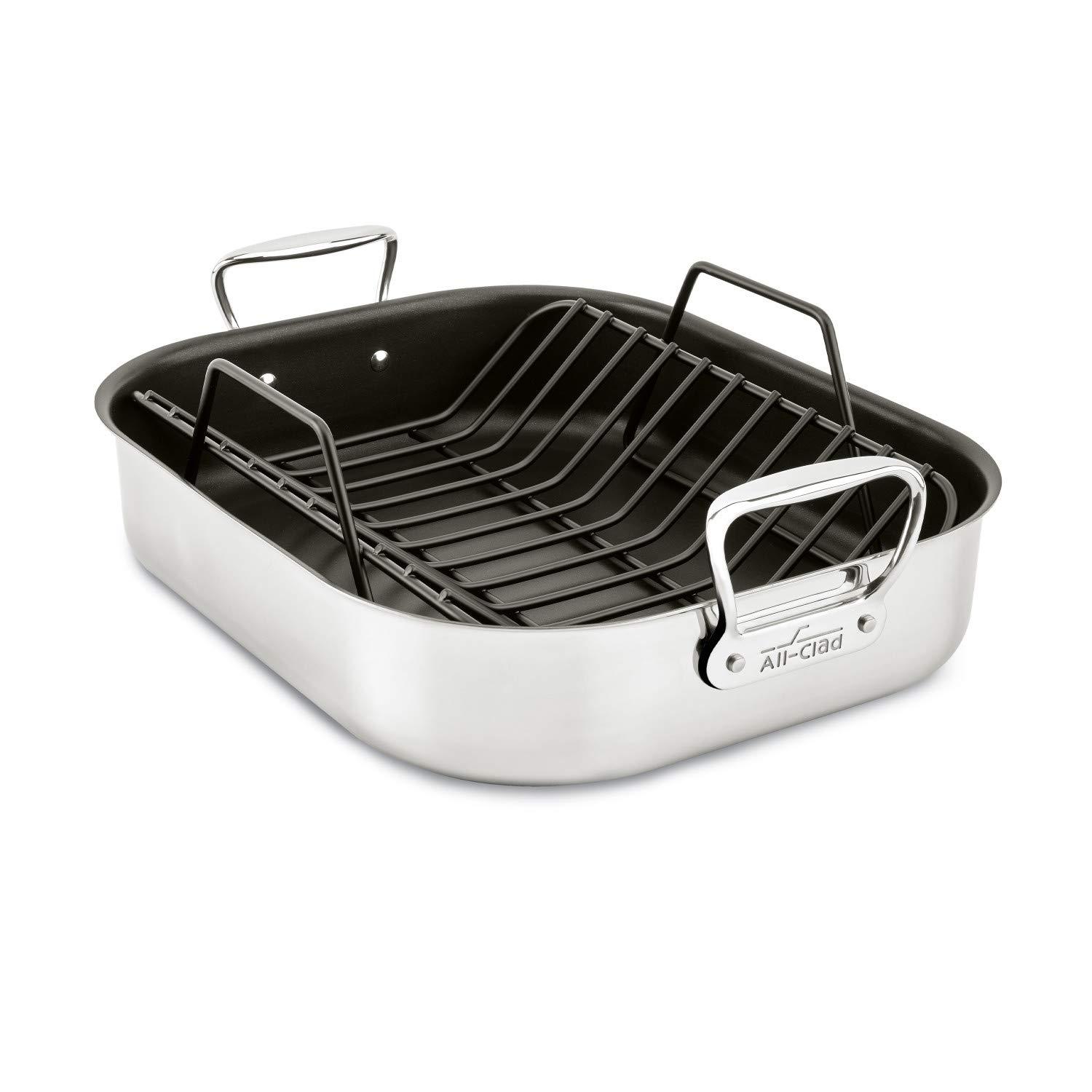 Large Stainless Steel Nonstick Roasting Pan with Rack and Handles