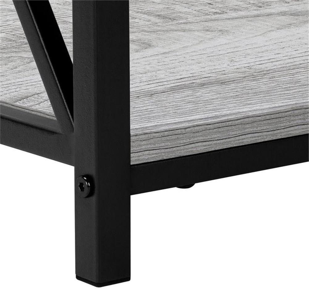Monarch Specialties Accent Table Side End Nightstand Lamp Living Room Bedroom Metal Laminate Black Contemporary Modern