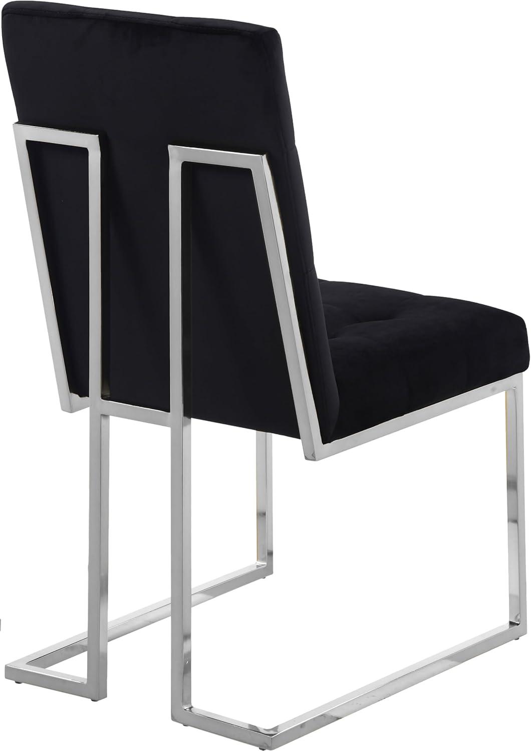 Elegant Parsons Black Velvet Dining Chair with Metal Base