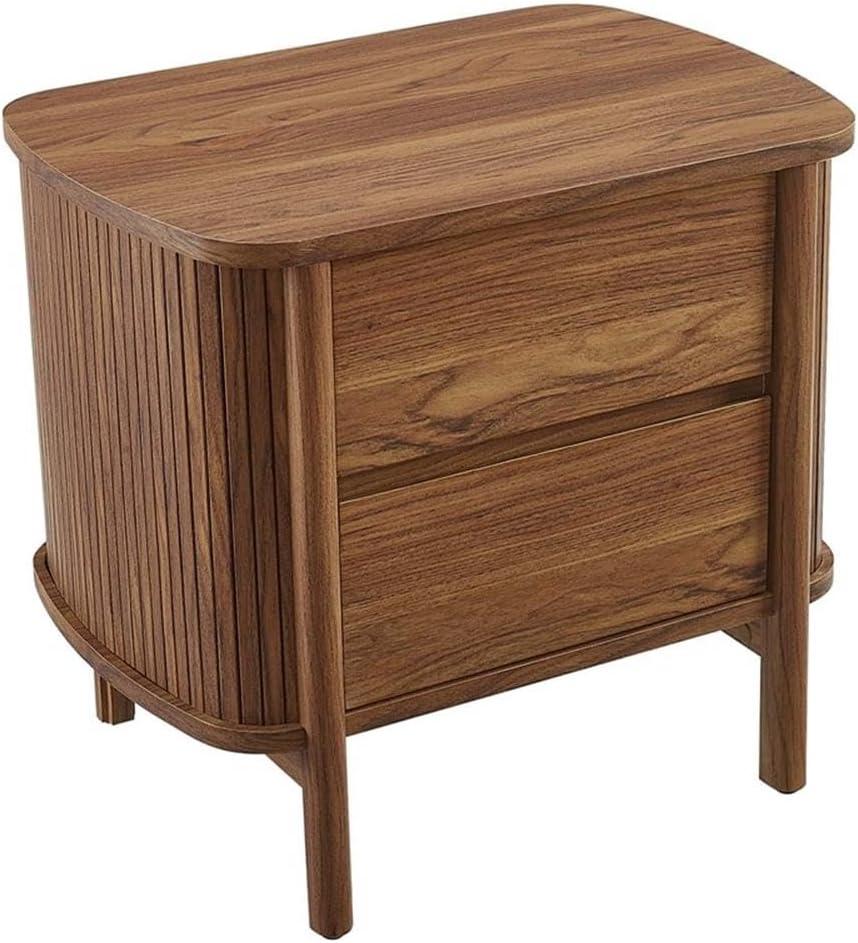 Cadence Walnut 2-Drawer Fluted Nightstand