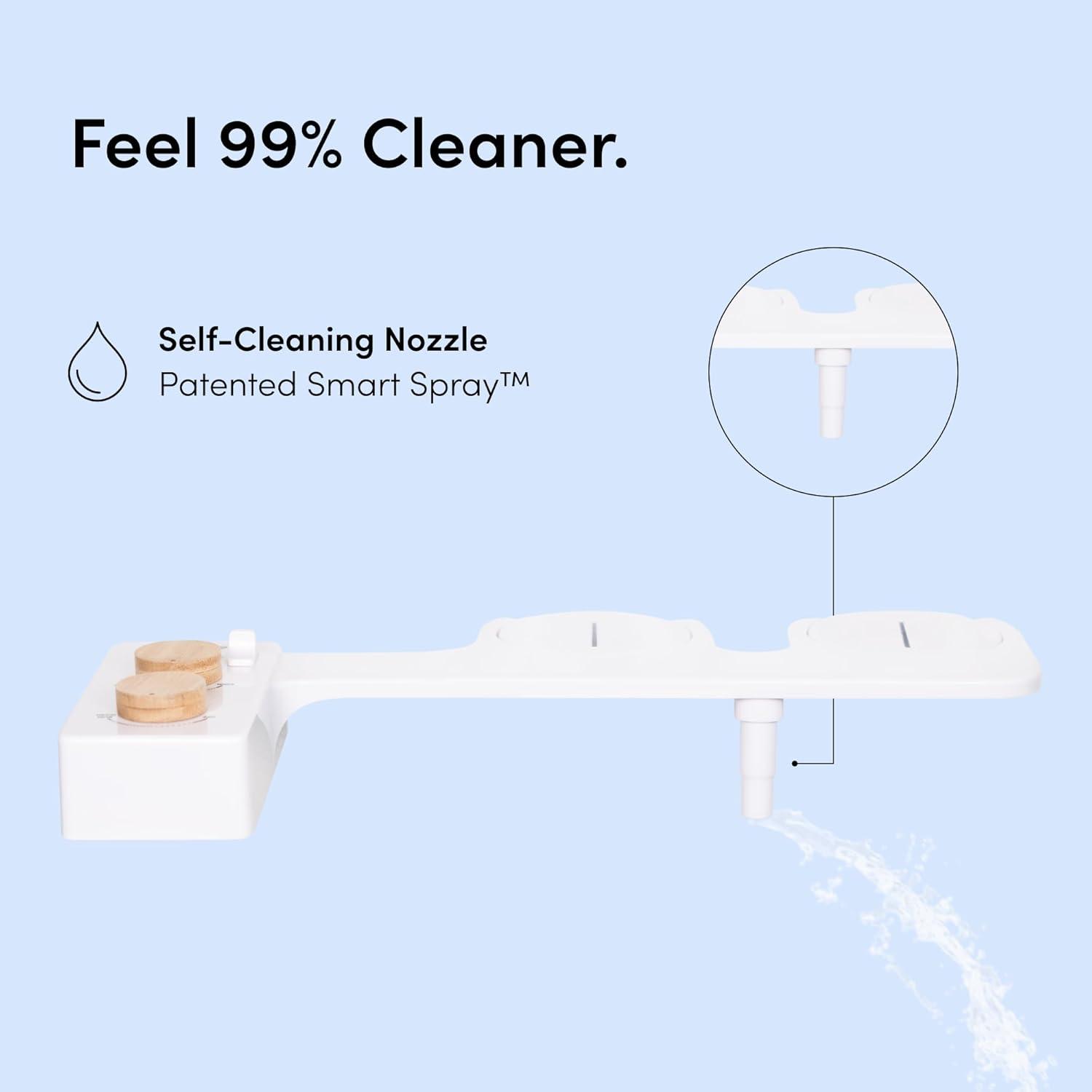 TUSHY Spa Self-Cleaning Warm Water Bidet Attachment, Adjustable Nozzle Angle, Pressure Control, Easy DIY Home Install, Requires Sink Access for Temperature Control, Biscuit Platinum