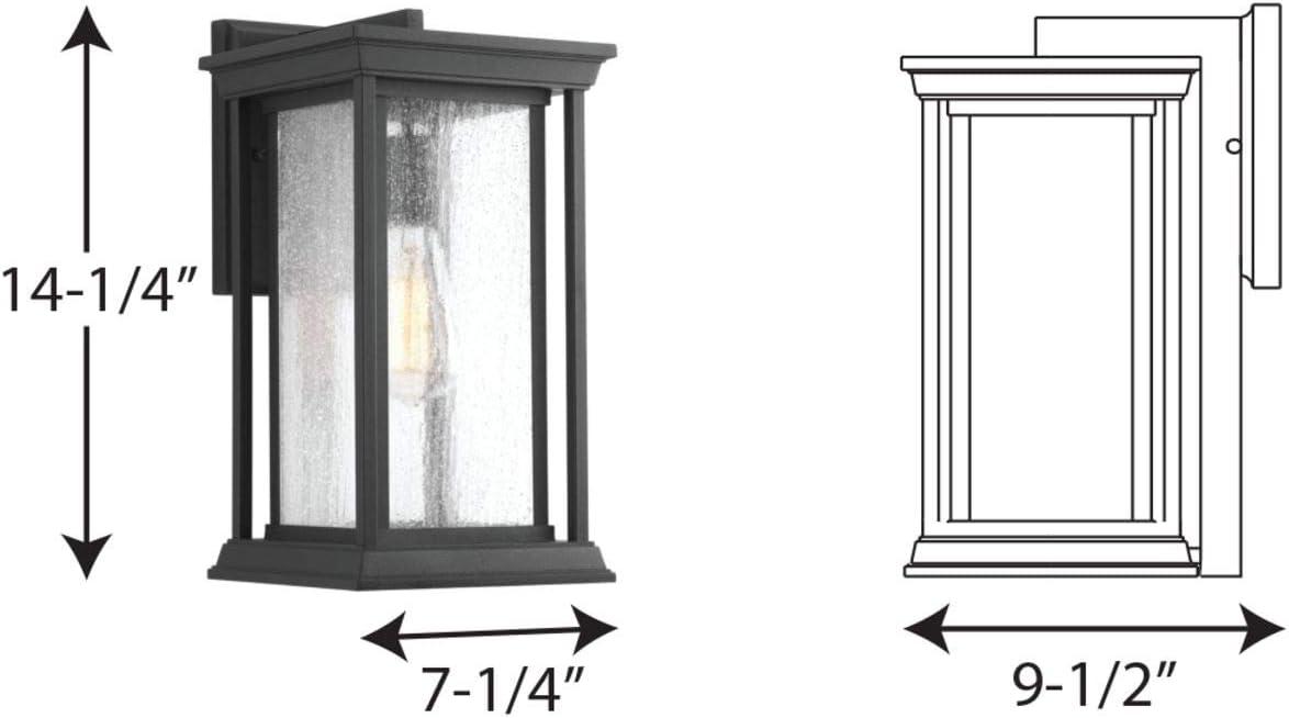 Progress Lighting Endicott 1-Light Outdoor Wall Lantern, Porcelain, Textured Black, Linen Glass Shade