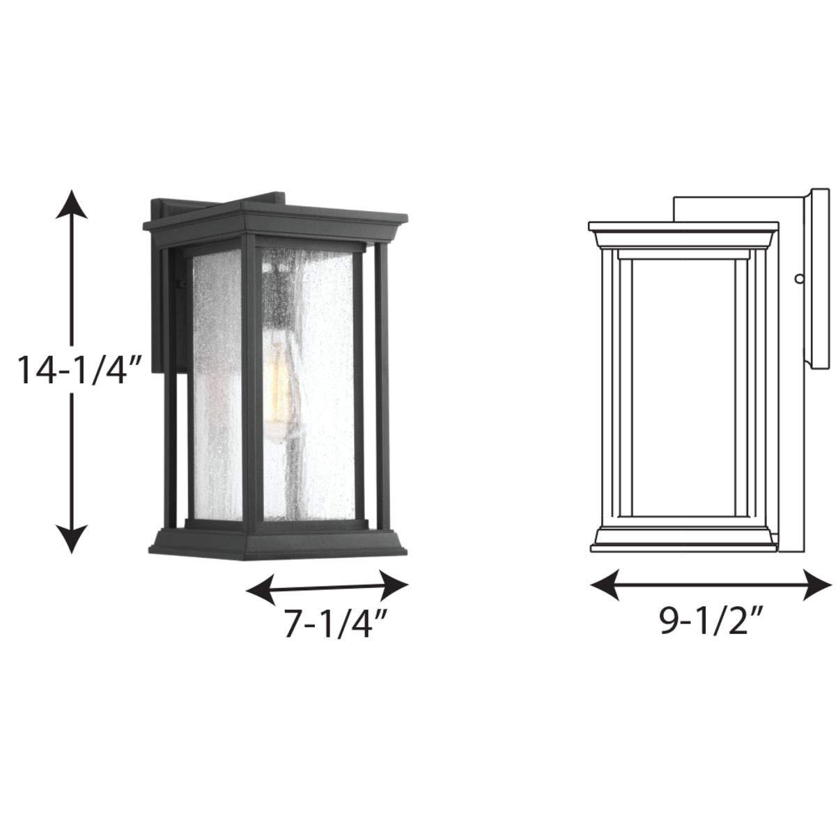 Progress Lighting Endicott 1-Light Outdoor Wall Lantern, Porcelain, Textured Black, Linen Glass Shade