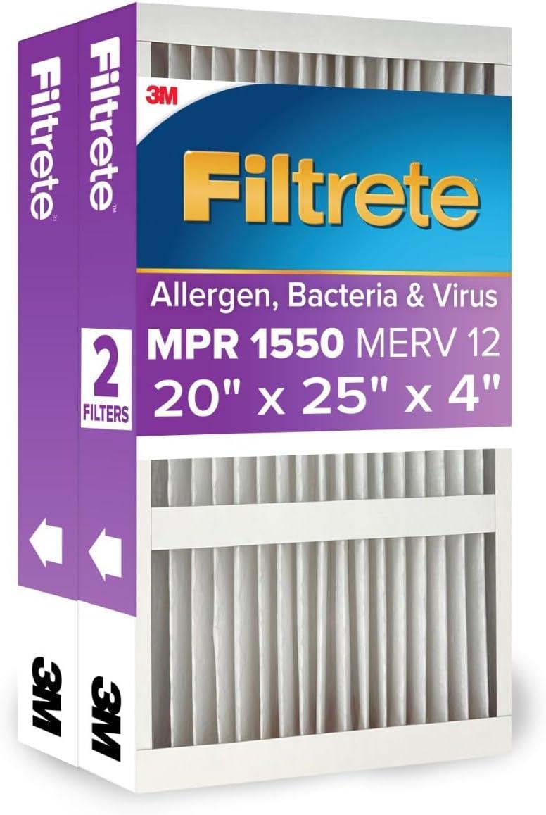 3M Filtrate Ultra Allergen Reduction Filter Slim Fit 20"X 25" X4" 2-Pack (NEW)
