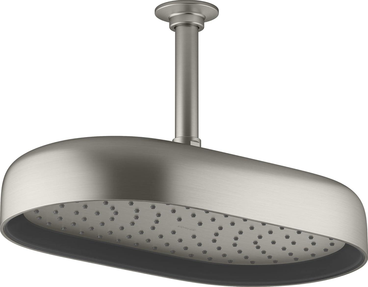 Statement 14" Single-Function Wall or Ceiling-Mount Round Rainhead, Oblong Rain Showerhead 2.5 GPM