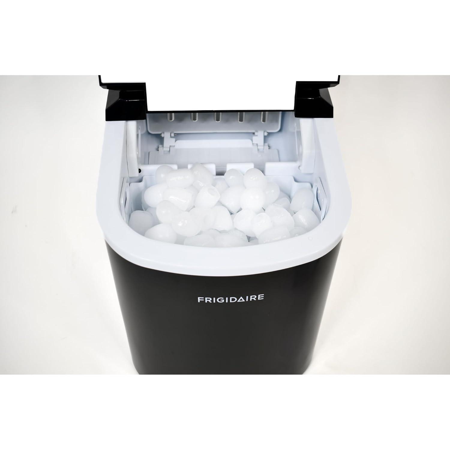 Ice Maker EFIC102-RED, Countertop Ice Maker with Transparent Window, Bullet Ice Maker with 26 lbs. Capacity, Small Ice Maker Machine – 14.1" D x 8.7" W x 12.9" H (Red)