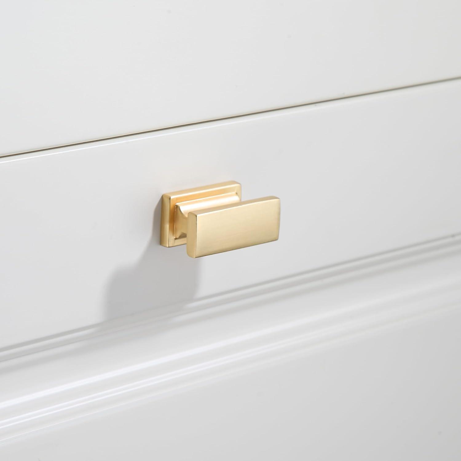 Brushed Gold Square Cabinet Knobs with Mounting Hardware