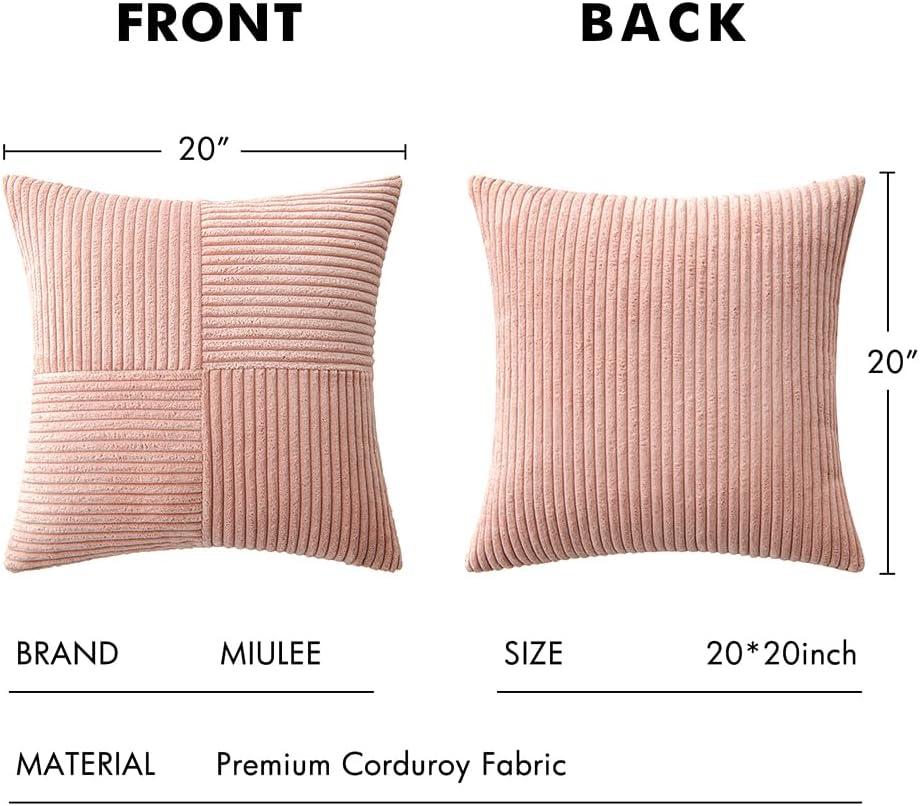Line Apparel ecommerce Corduroy Pillow Covers With Splicing Set Of 2