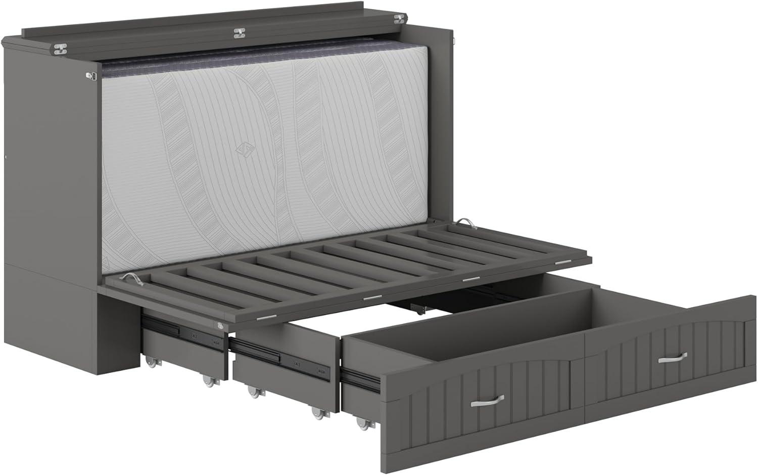 Southampton Murphy Bed Chest Queen Grey with Charging Station