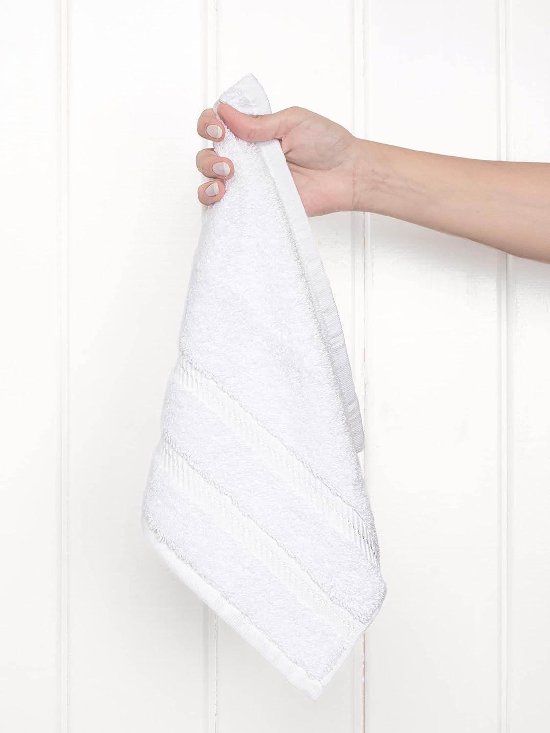 American Soft Linen 4 Pack Washcloth Set, 100% Cotton Washcloth Hand Face Towels for Bathroom and Kitchen, White