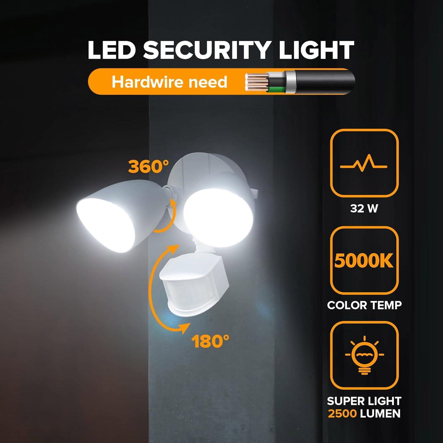 White 32W LED Outdoor Motion Sensor Security Flood Light