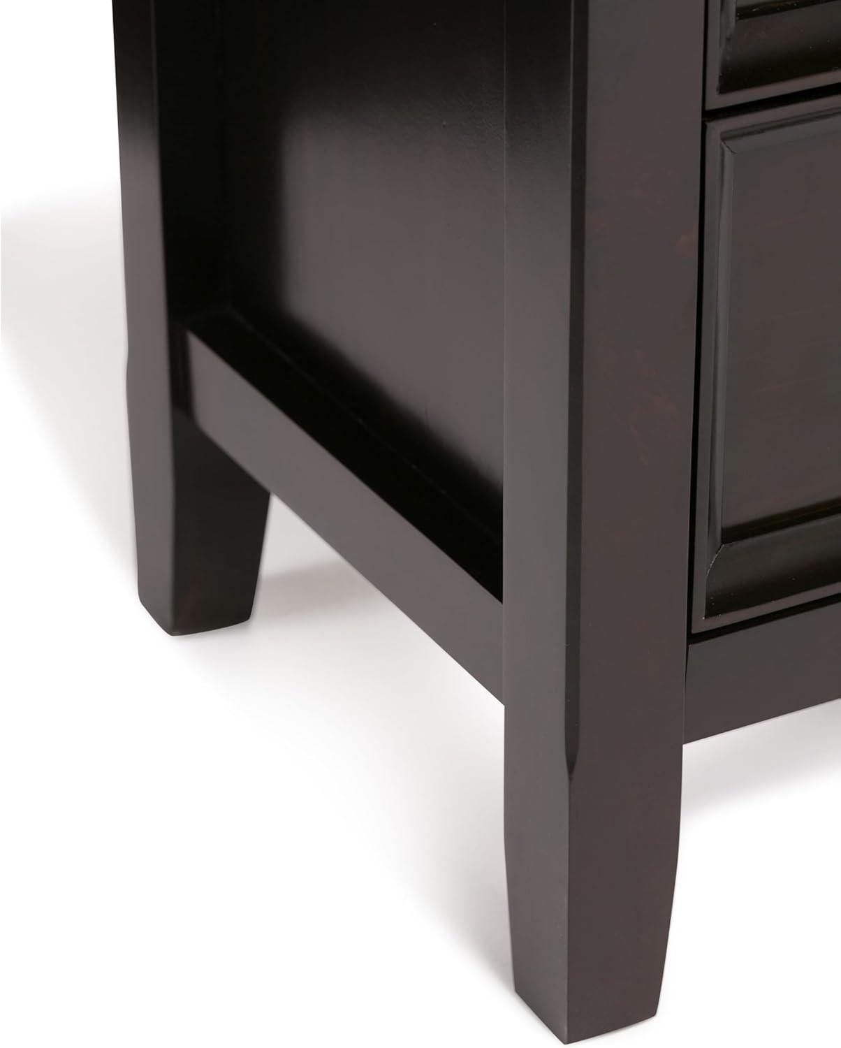 Simpli Home Amherst 32"W Solid Wood 2-Shelf Low Storage Cabinet with Adjustable Shelves and Tapered Legs