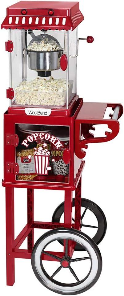 West Bend West Bend Compact Popcorn Machine and Cart, 10-Cup Capacity