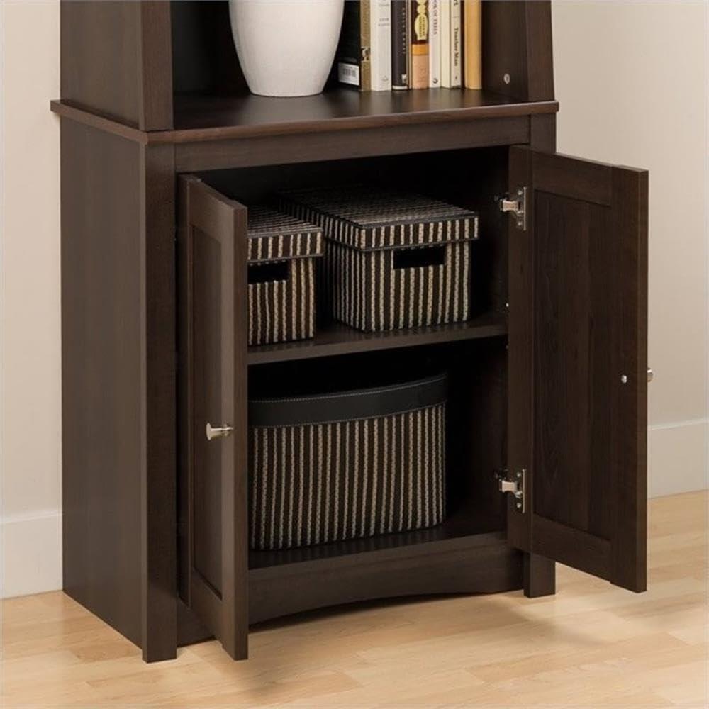 Tall Slant-Back Bookcase with 2 Shaker Doors Espresso - Prepac