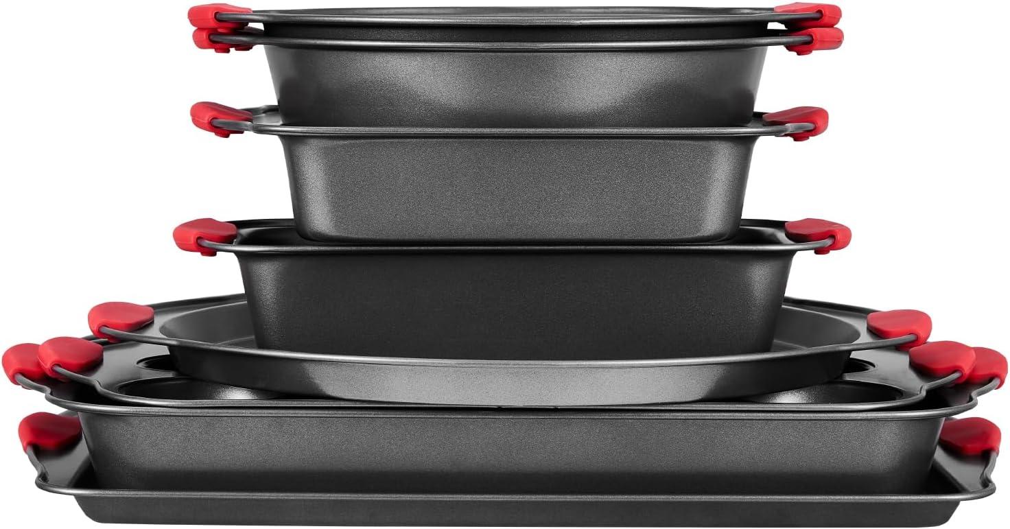 VEVOR Baking Pans Set, 3-Piece, Ultra Thick Nonstick Carbon Steel Cookware Sheets & Trays, Stackable Kitchen Oven Bakeware Cooking Sets, Easy to Clean, for Baking Cookie Cake Muffin Bread