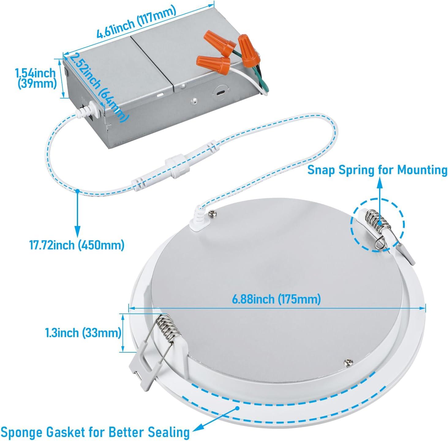 Ultra-Thin Dimmable Aluminum LED Recessed Downlight, 6-Inch, 5CCT